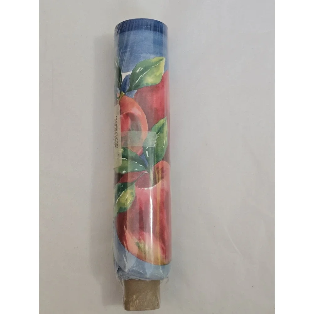 Vintage Laser Cut Apples and Pears / Fruit on Blue Wallpaper Border KE30051B